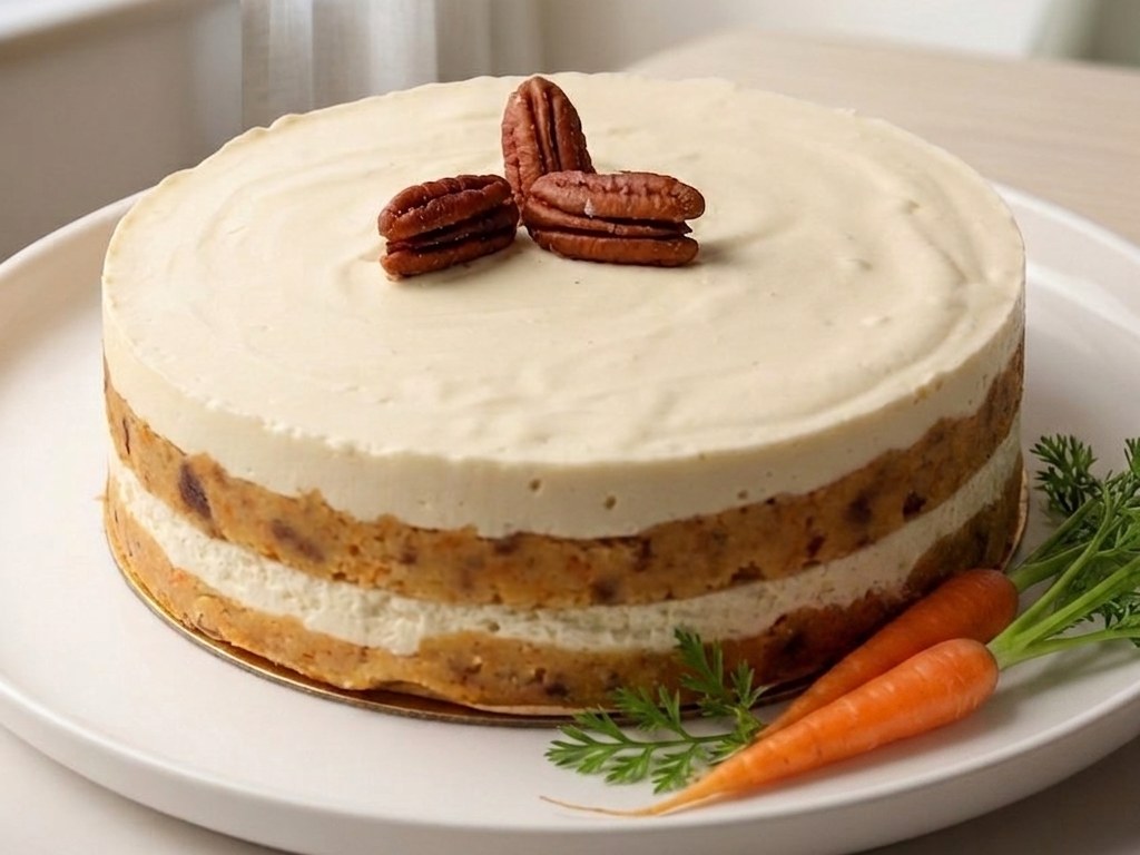 Raw carrot cake with cashew cream and pecans