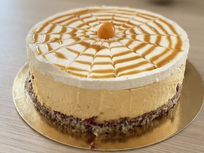 Raw mango and passion fruit cake