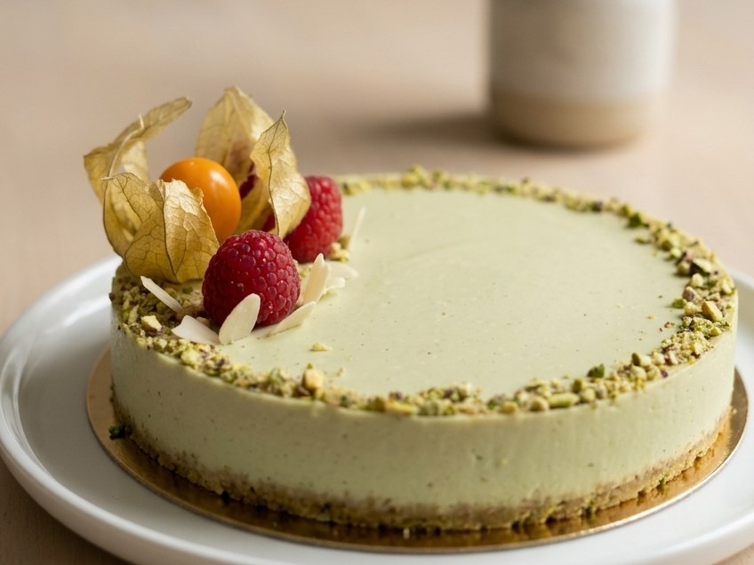 Raw matcha pineapple cake