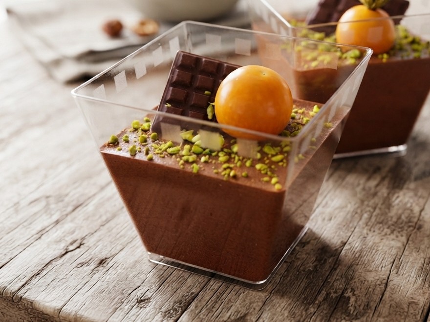 Salted peanut ball dessert with pistachio and physalis