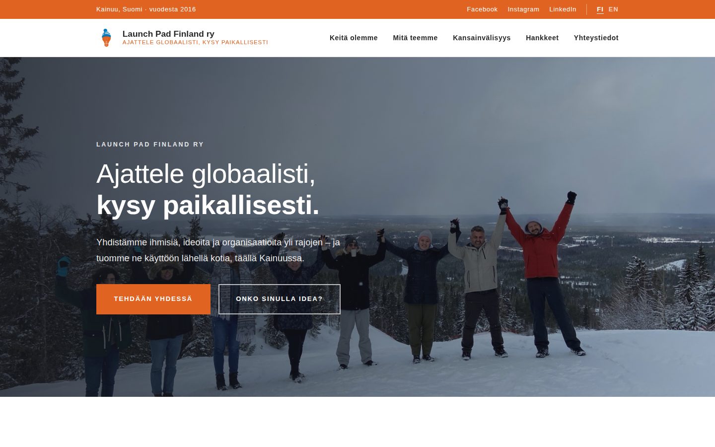 Launch Pad Finland website — non-profit in the Kainuu region